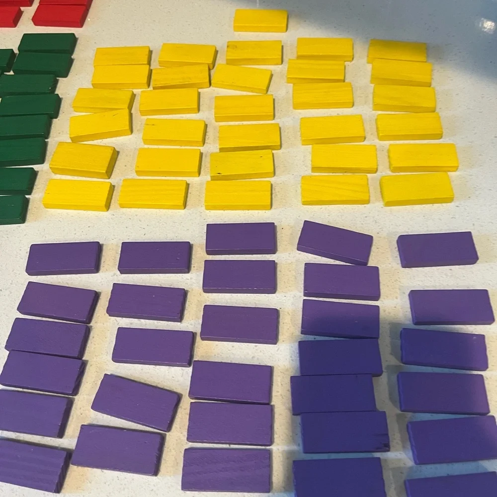 Dominoes, wooden, assorted colors